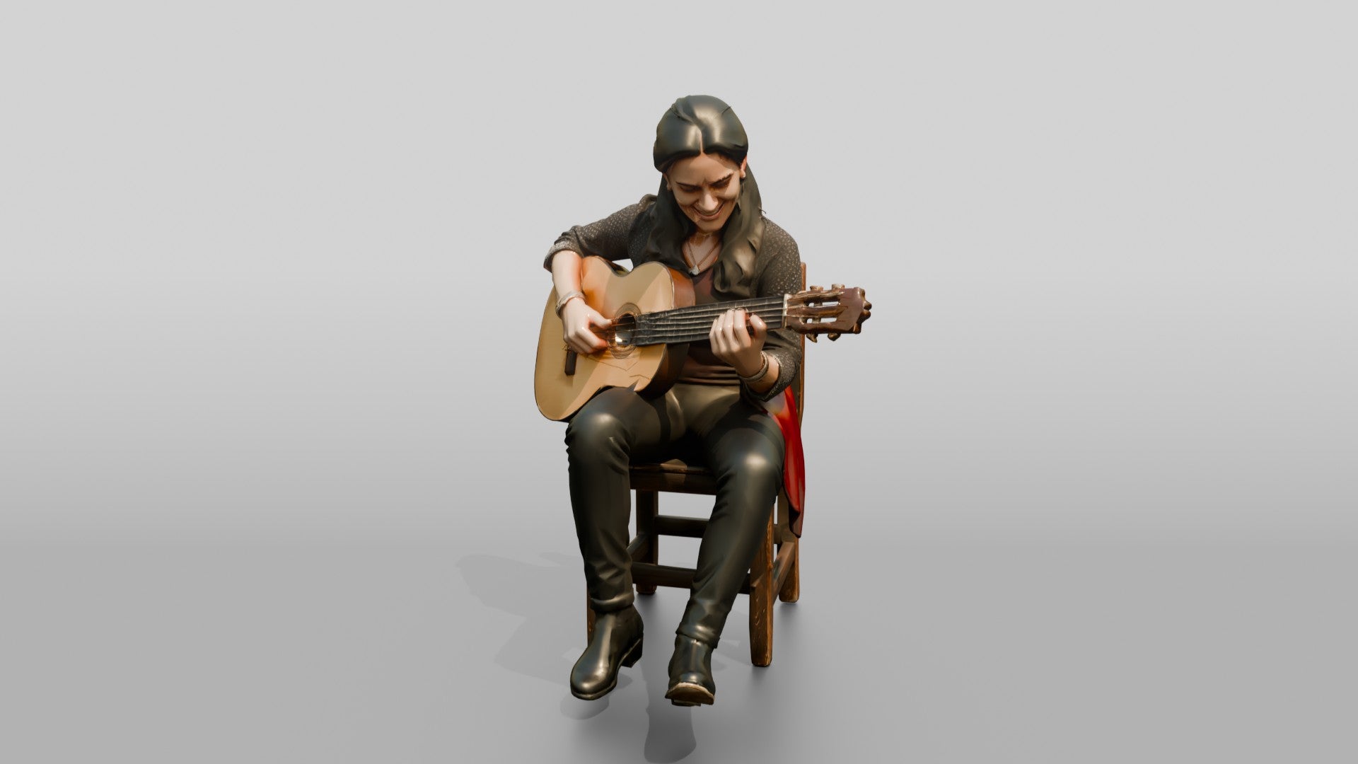 Flamenco Guitarist Tapping Heel While Strumming