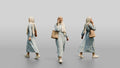 Slender Young Lebanese Woman in Hijab Walking and Texting