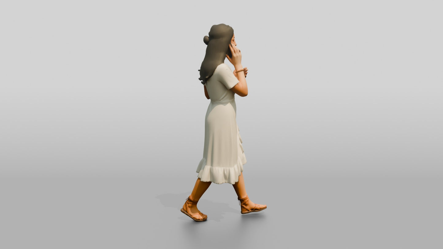 Slender Cypriot Woman Talking Animatedly on Her Phone