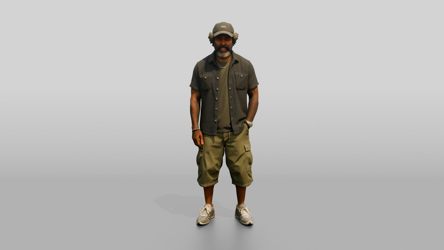 African-American Man Posing Confidently on the Boardwalk