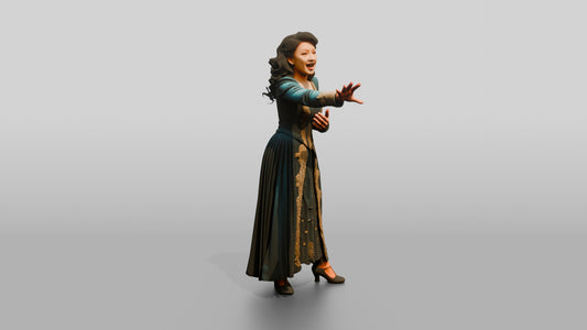 Musical Theater Singer with Dramatic Gesture - 3D character model, view 1