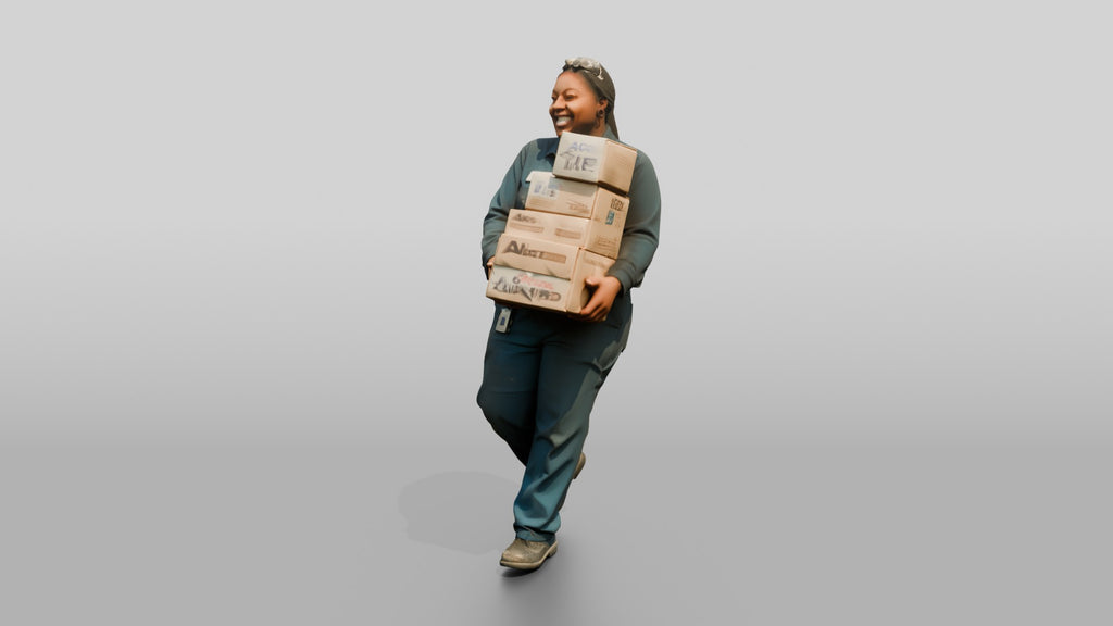 Mechanic Carrying Oil Filter Boxes