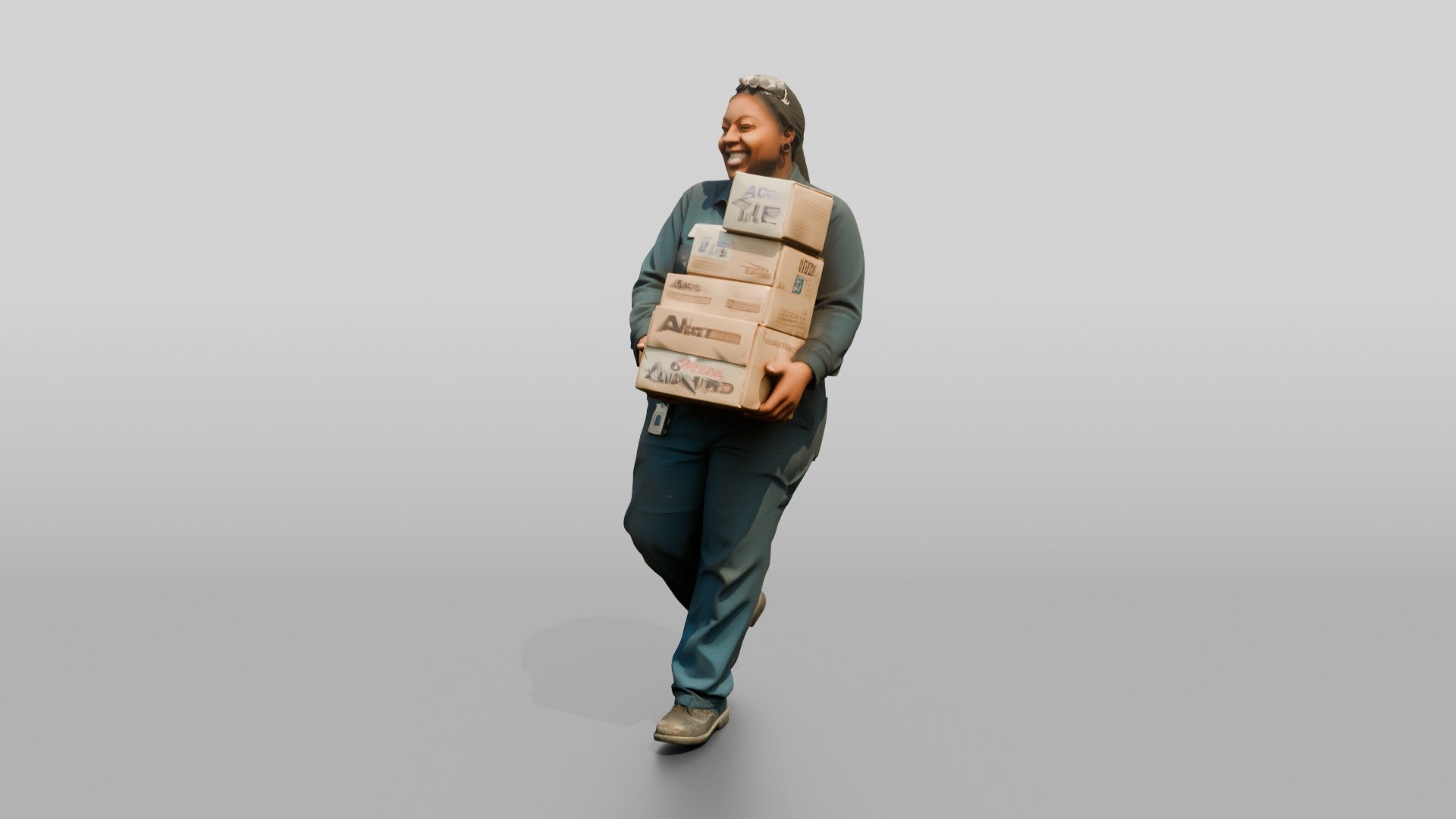 Mechanic Carrying Oil Filter Boxes