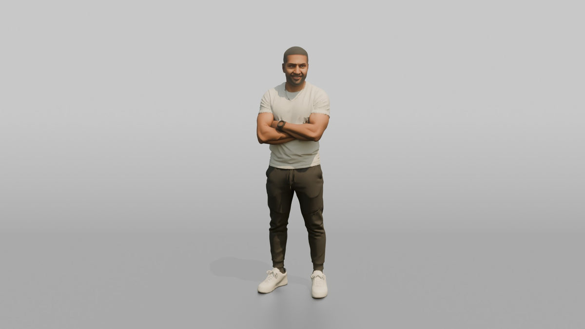 Fitness Influencer Man Standing Confidently With Arms Crossed - 3D character model, view 5