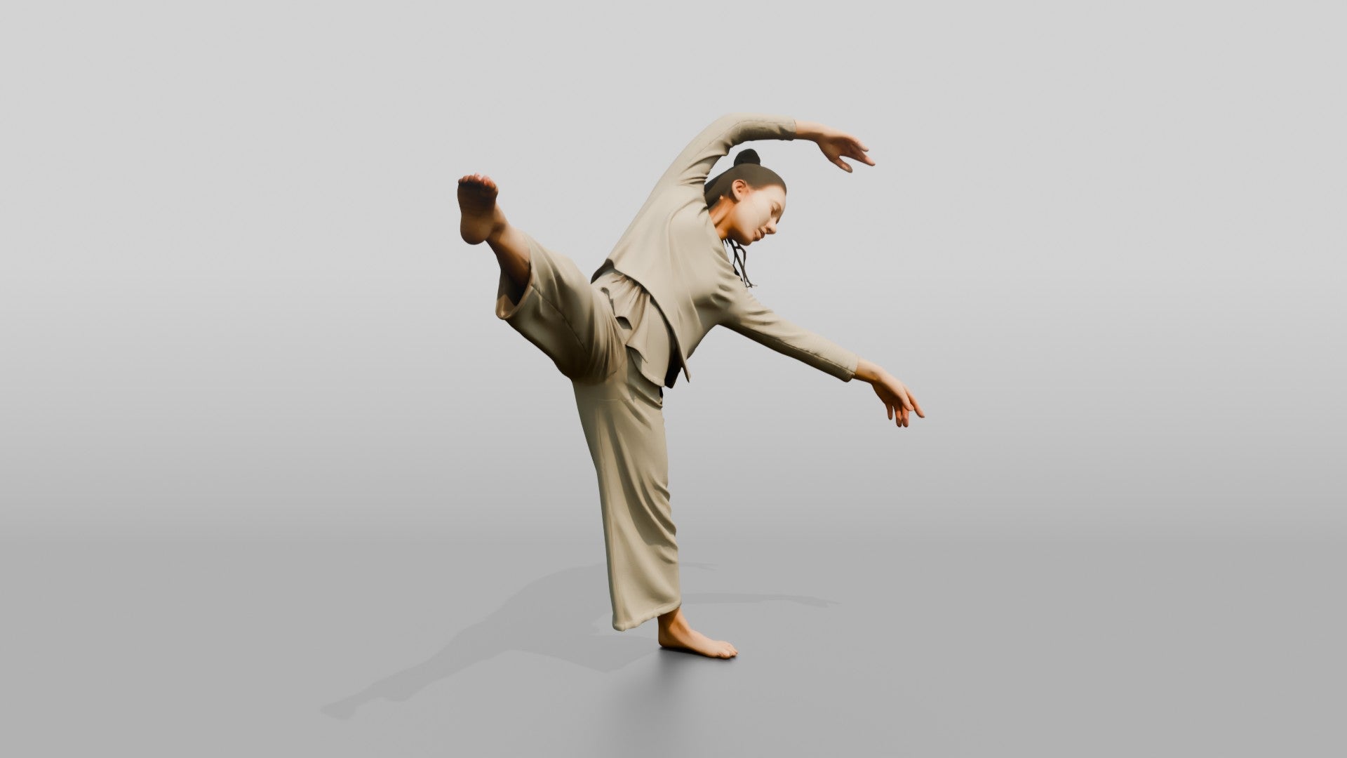 Chinese Woman Dancer in Dynamic Pose