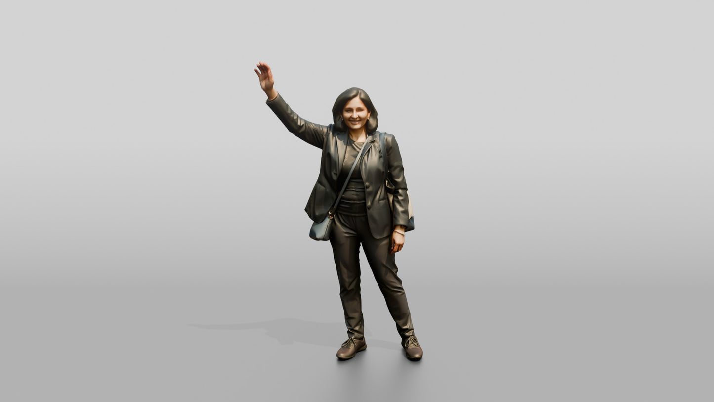 Indian Woman in Waterproof Blazer Hailing a Taxi