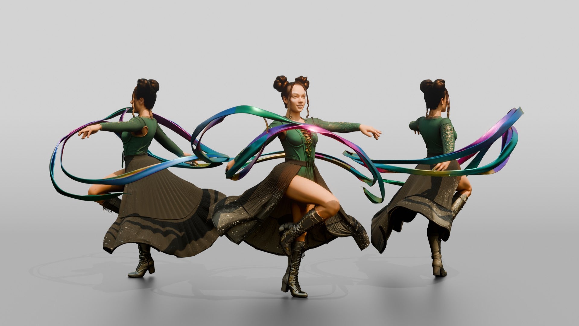 Ribbon Dancer Mid-Twirl