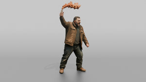 Protester Man Waving a Torch - 3D character model, view 1