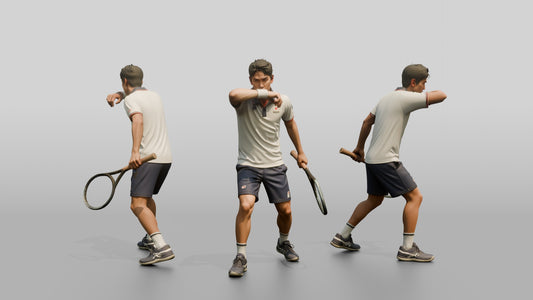 Male Tennis Player Wiping His Brow Mid-Rally