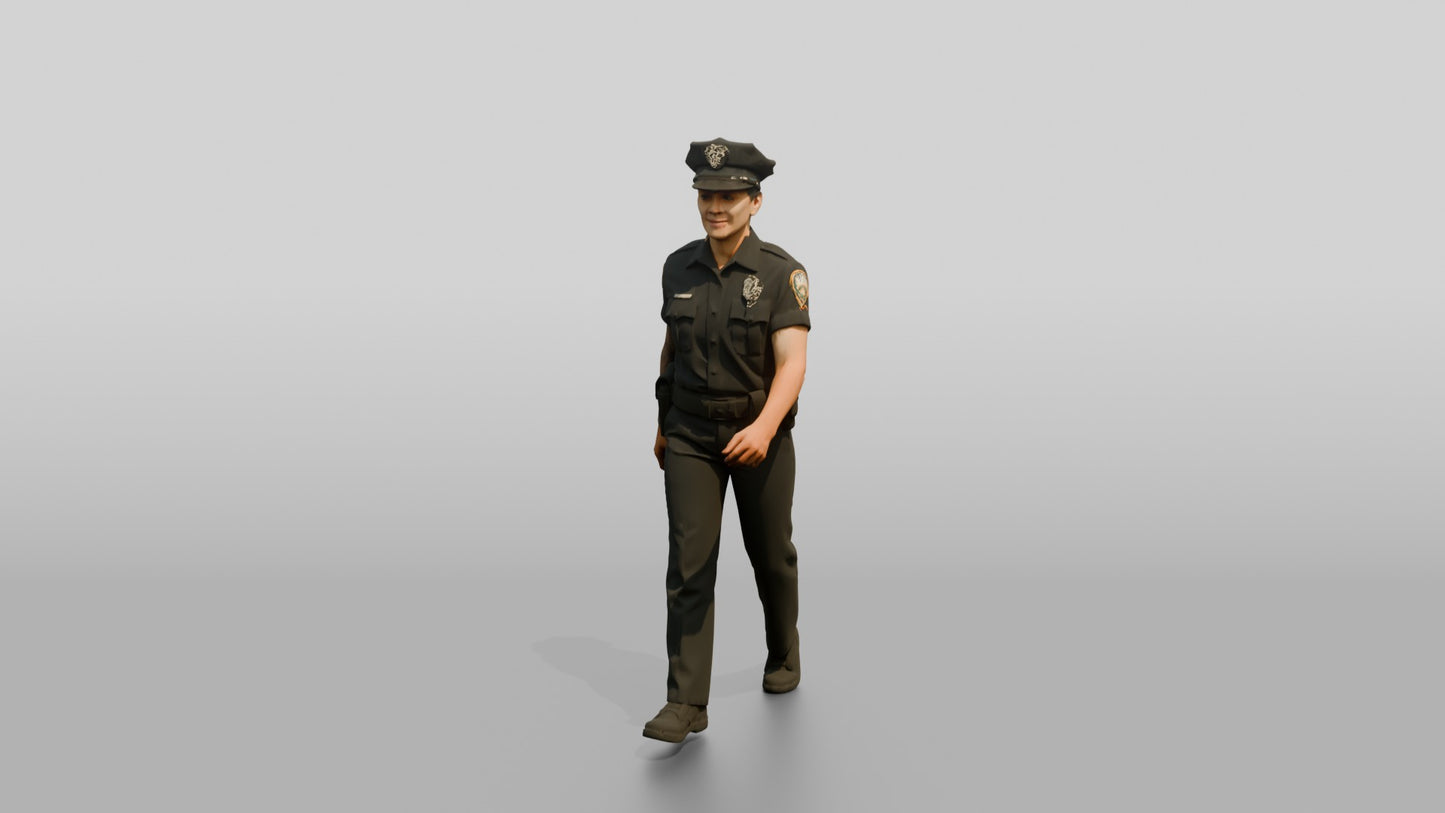 Tattooed Female Police Officer on Patrol