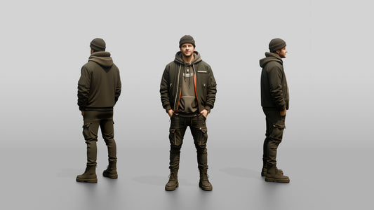 Caucasian Man in Streetwear Bomber Jacket