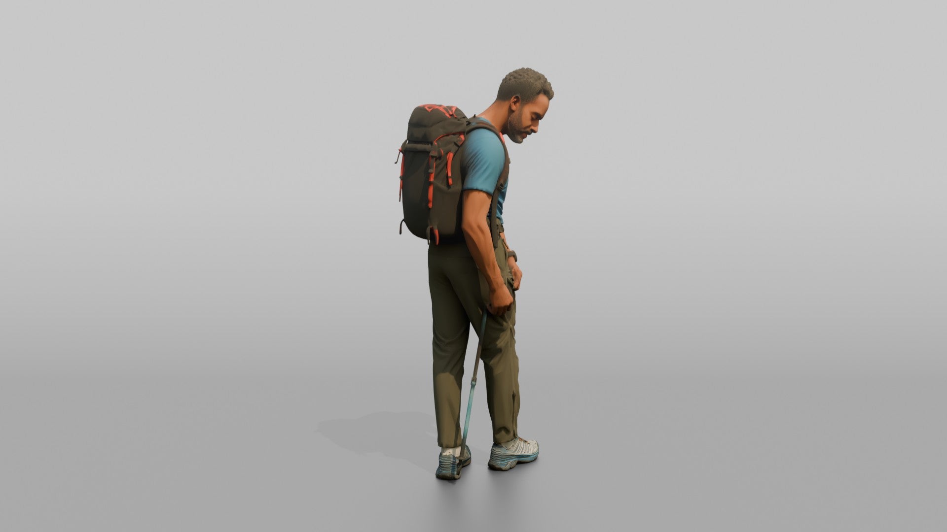 Trekker Unzipping His Trousers Vent
