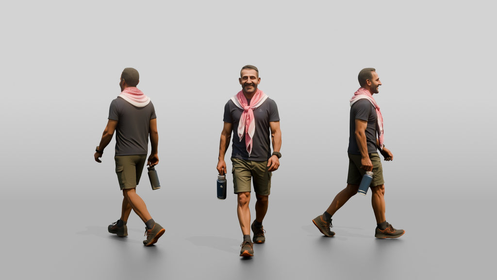 Athletic Middle-Aged Jordanian Man in Keffiyeh