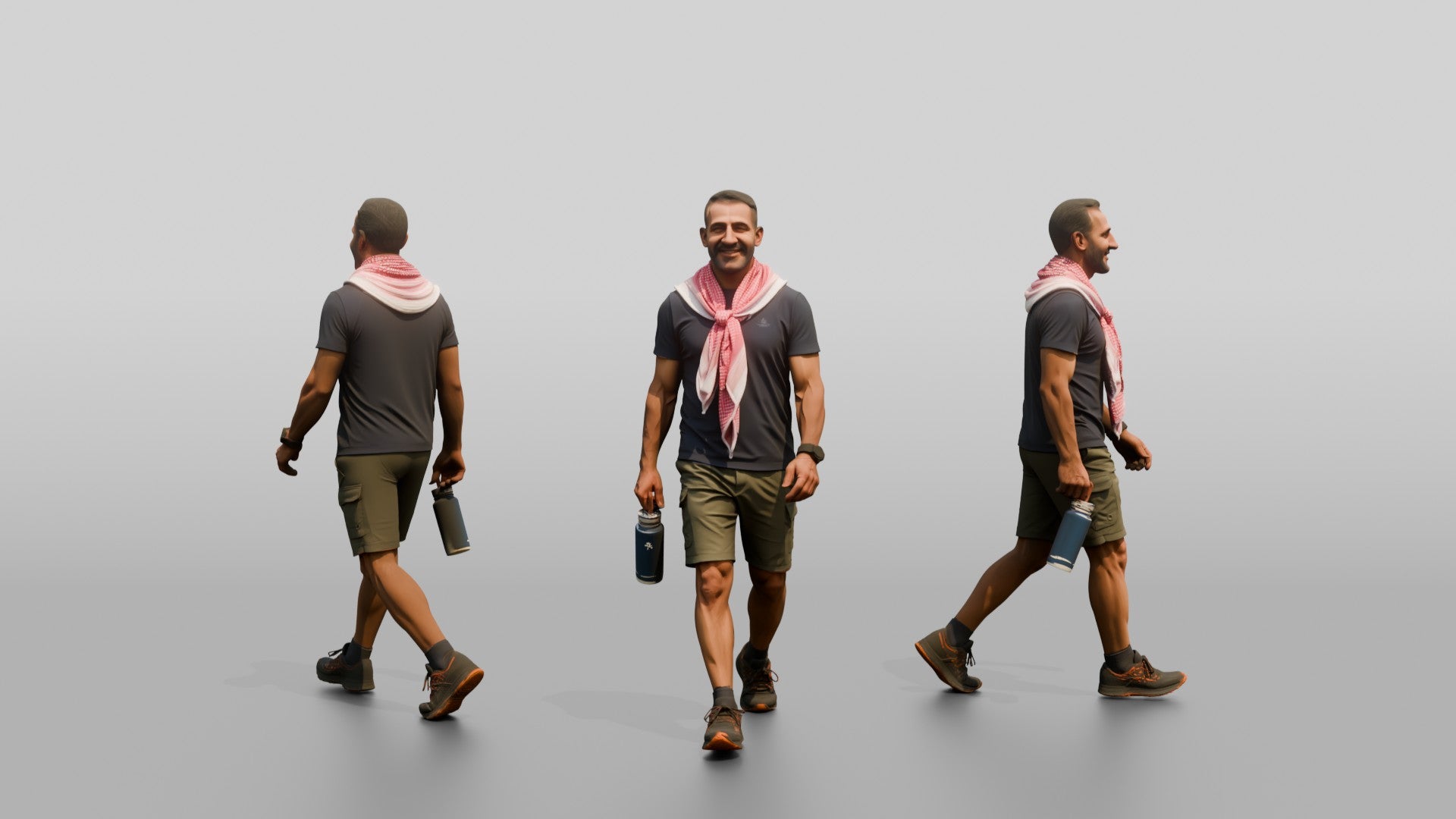 Athletic Middle-Aged Jordanian Man in Keffiyeh