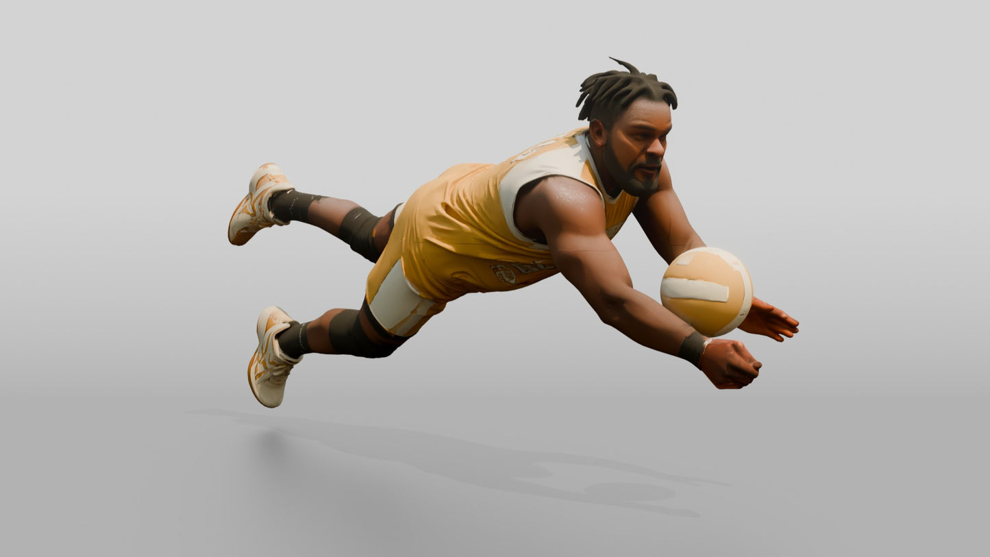 Black Male Volleyball Player in Gold and White Uniform