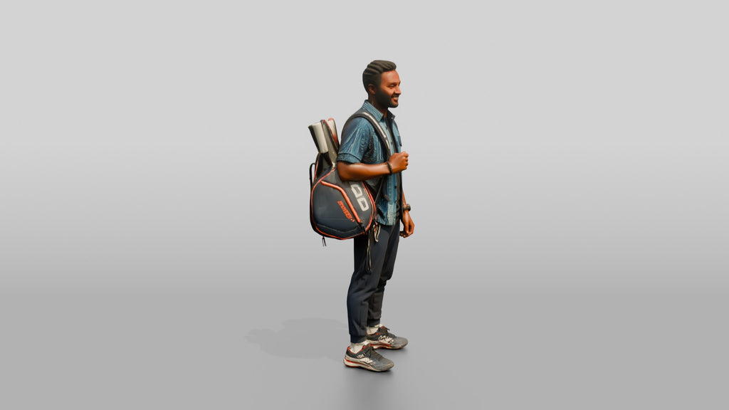 Athletic African Man Carrying a Tennis Racket Bag