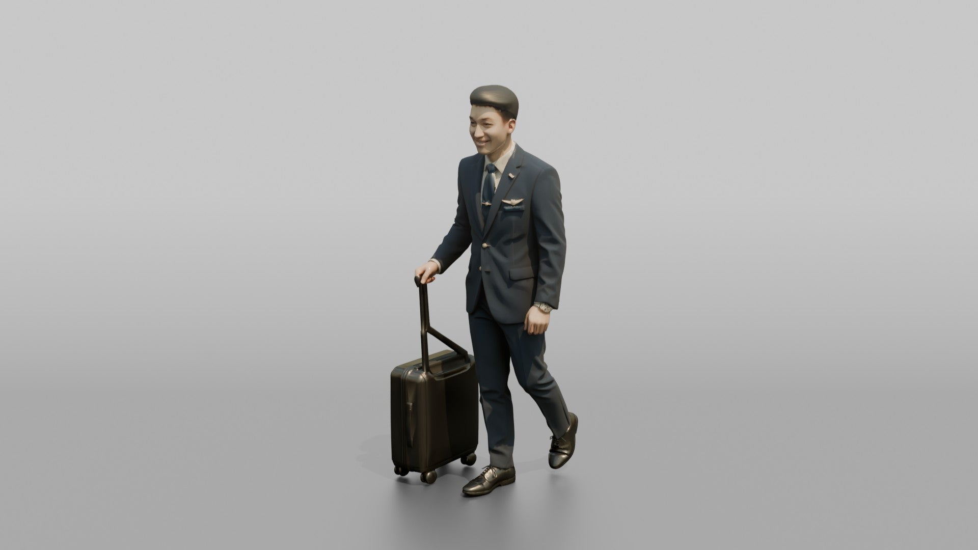 Caucasian Flight Attendant Holding a Coffee Tray