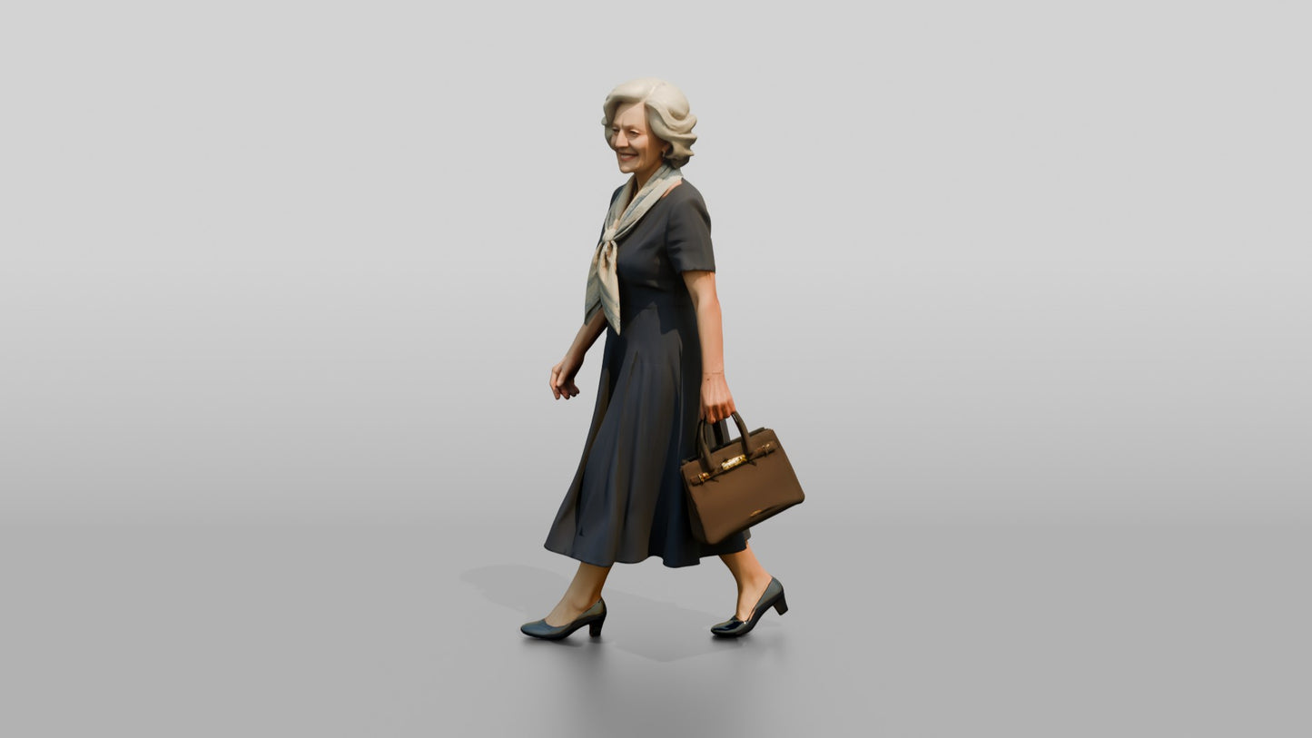 Elderly Curvy Italian Woman Holding an Elegant Handbag
