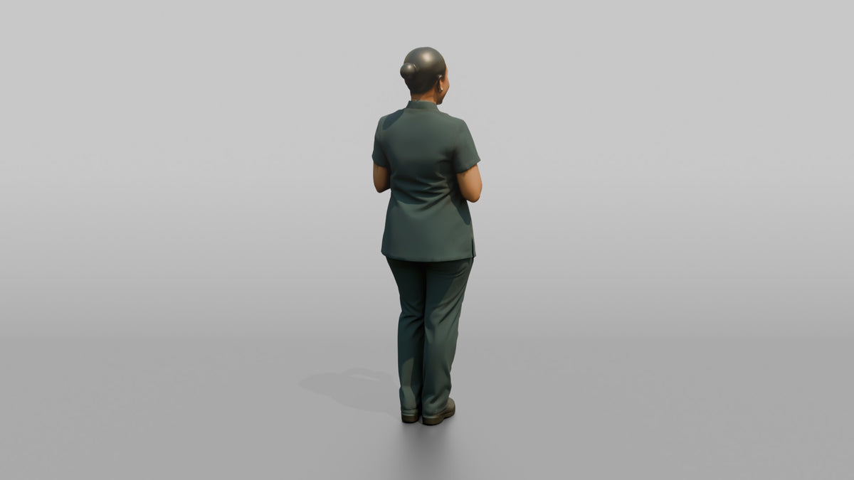 Nail Technician Woman Holding A Hand Cream Tube - 3D character model, view 3