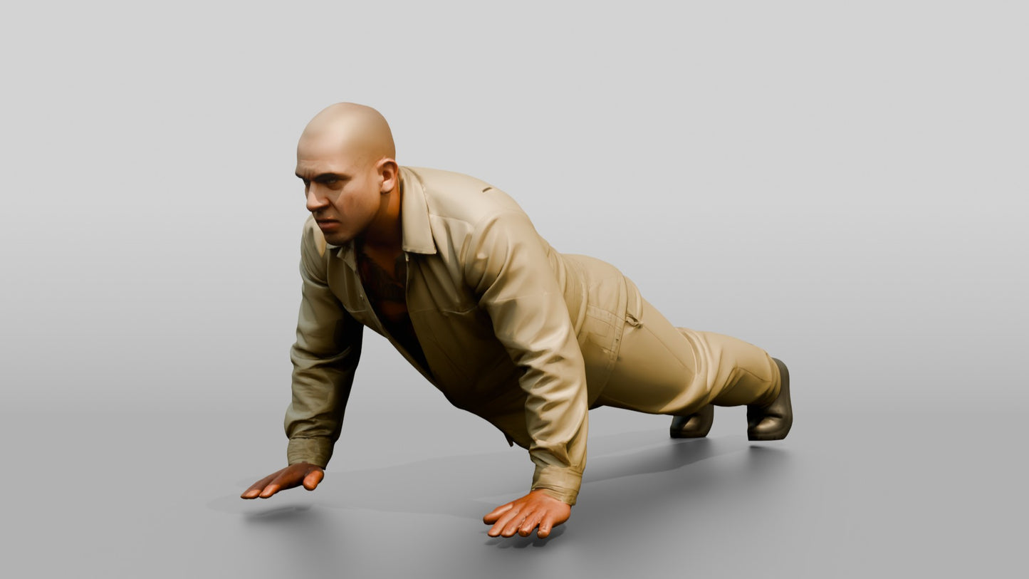 Latino Male Prisoner in a Khaki Two-piece
