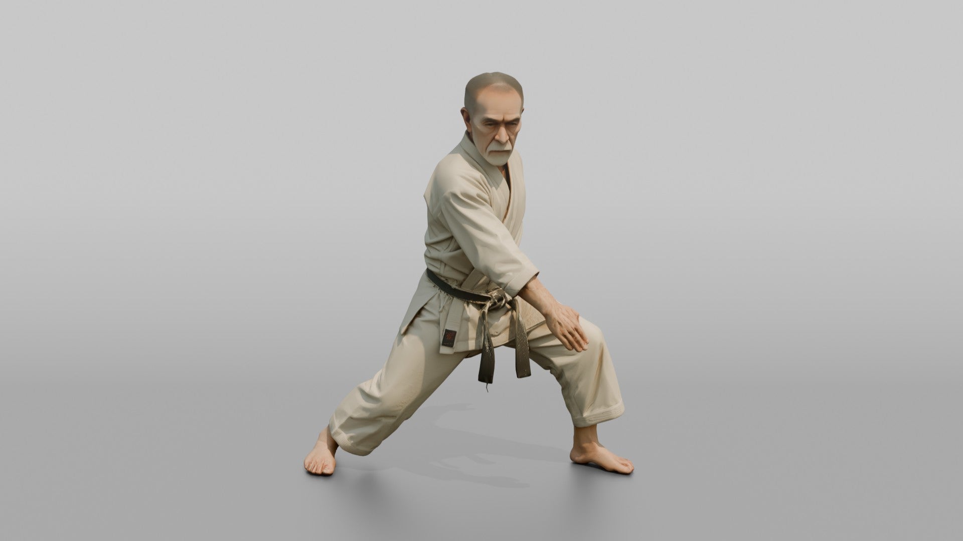 Karate Sensei Authoritative Downward Open-palm Block