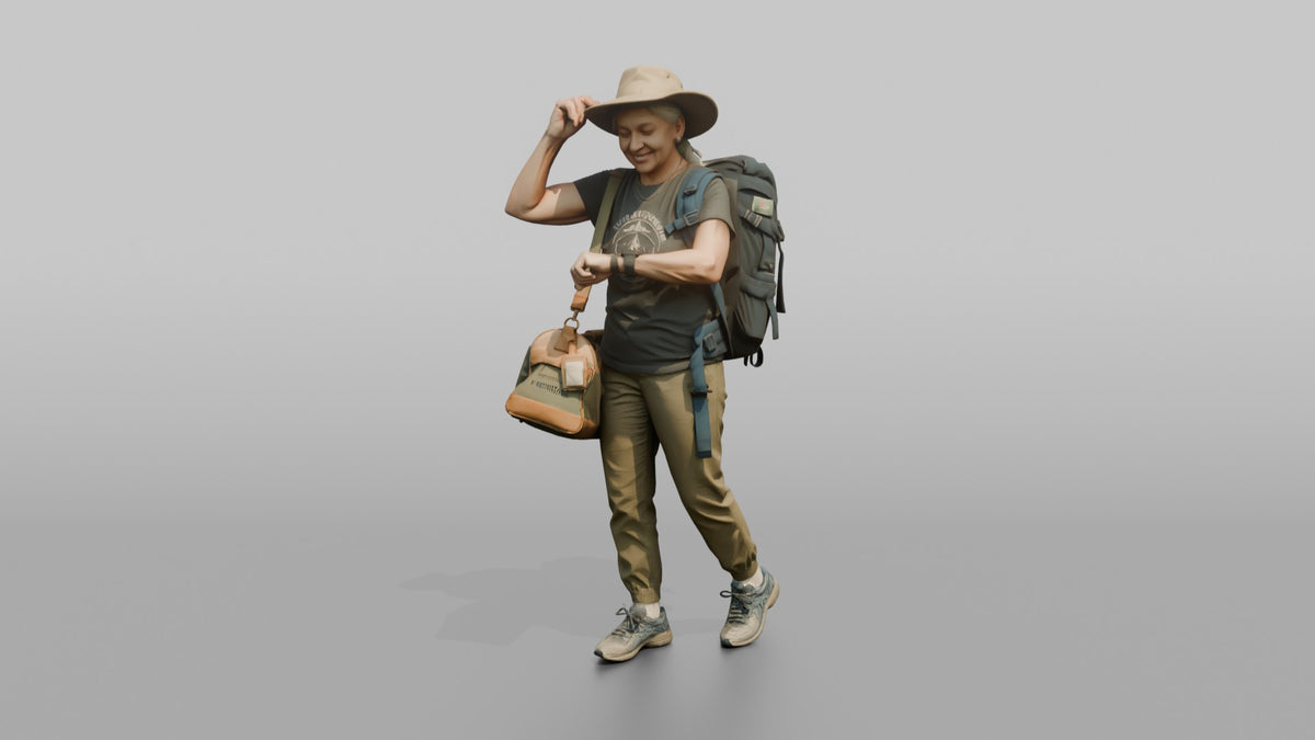 Traveler Adjusting Her Sun Hat - 3D character model, view 5