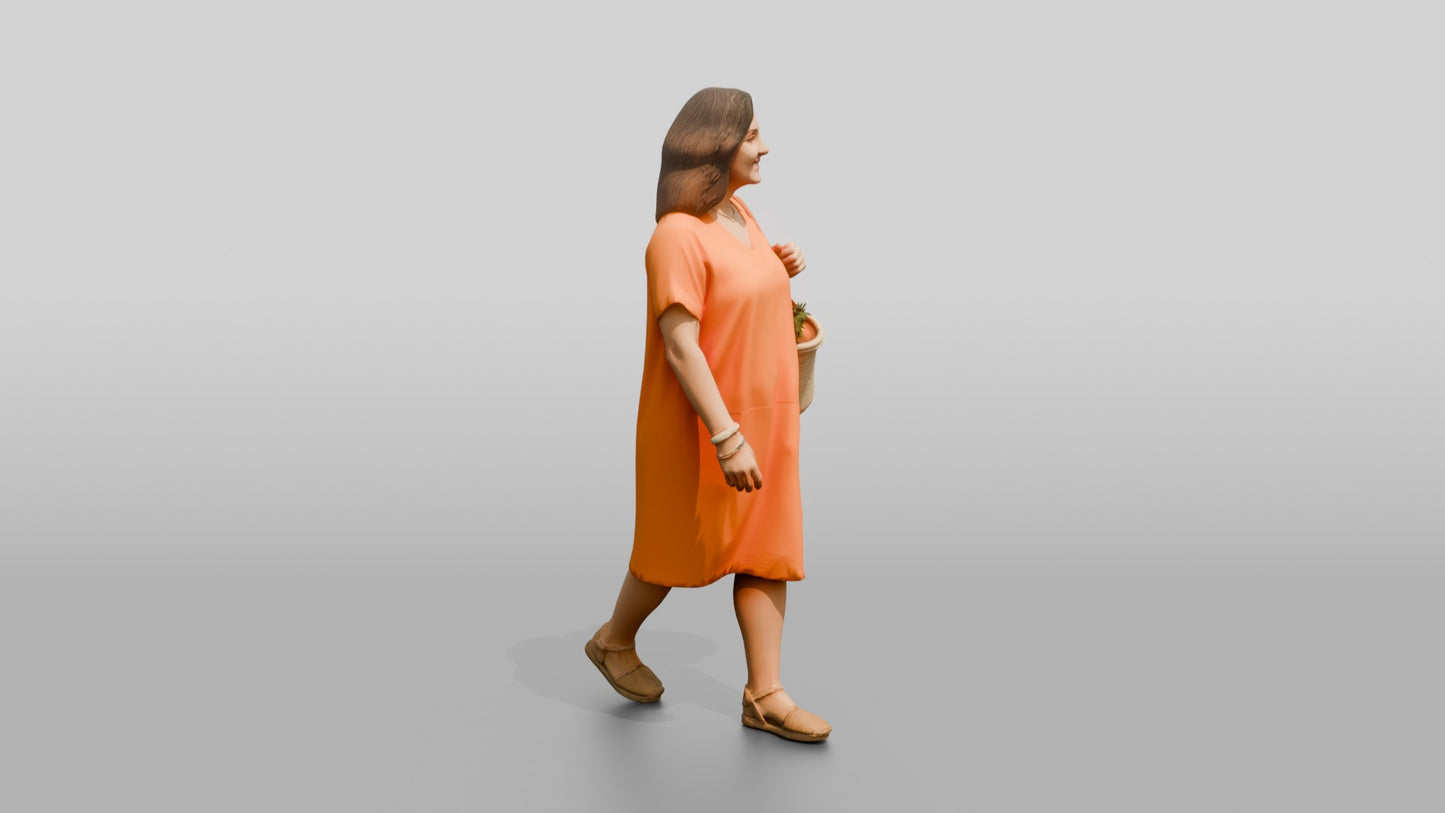 Middle-Aged Curvy Spanish Woman Carrying a Tote Bag