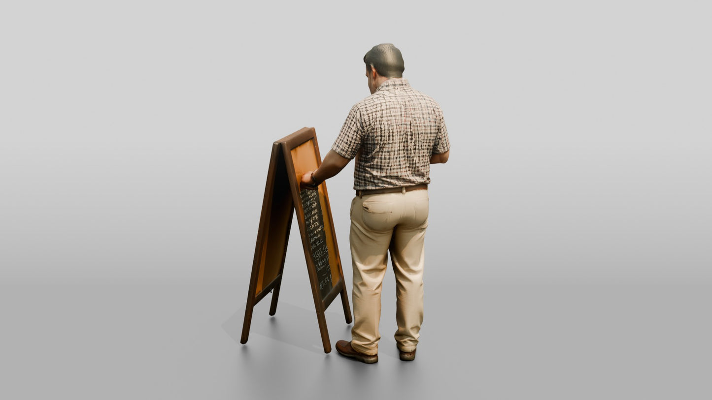 Middle-Aged Curvy Spanish Man Looking at a Menu Board
