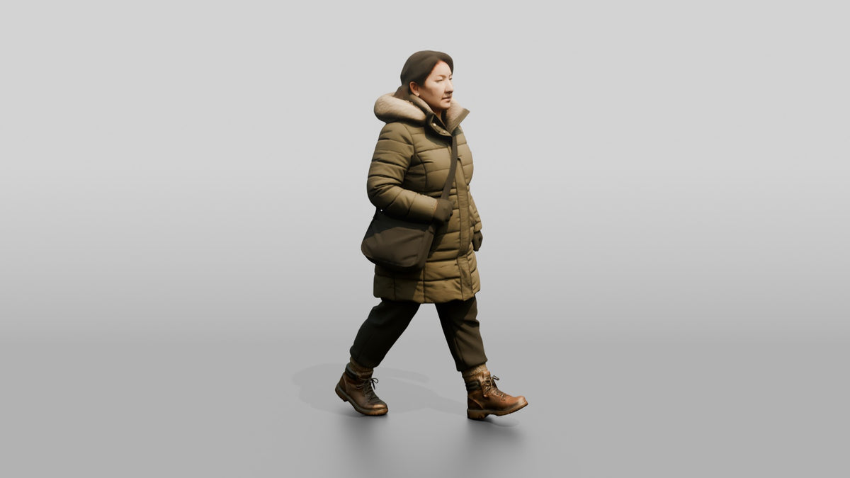 Central Asian Female Walking - 3D character model, view 1
