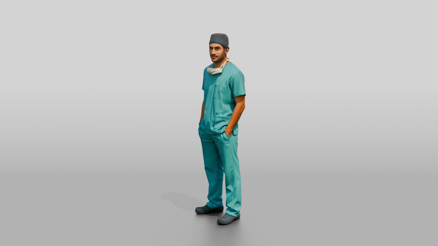 Young South Asian Man Doctor with Hands in Pockets