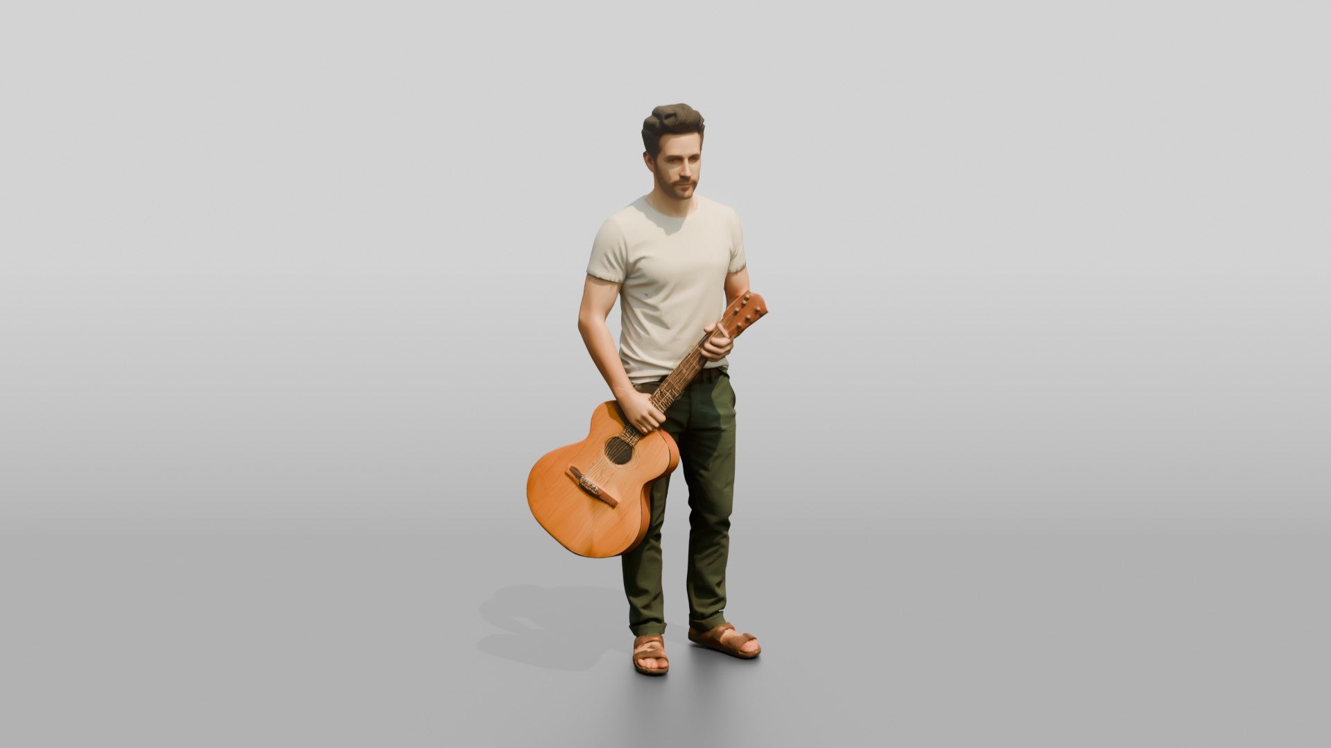 Hippie Man Playing an Acoustic Guitar