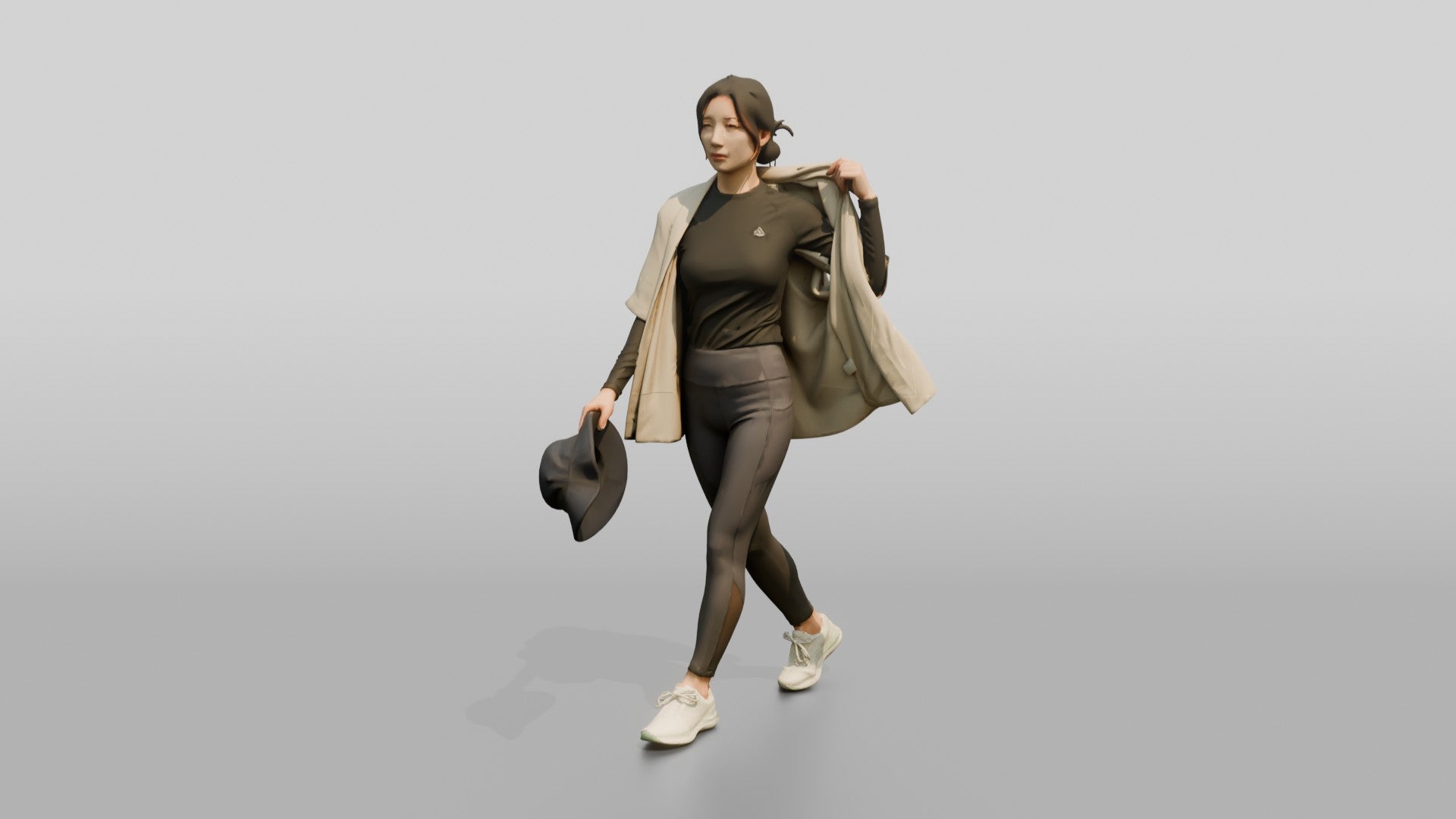 Woman Lifting Linen Cover-Up Off Shoulders