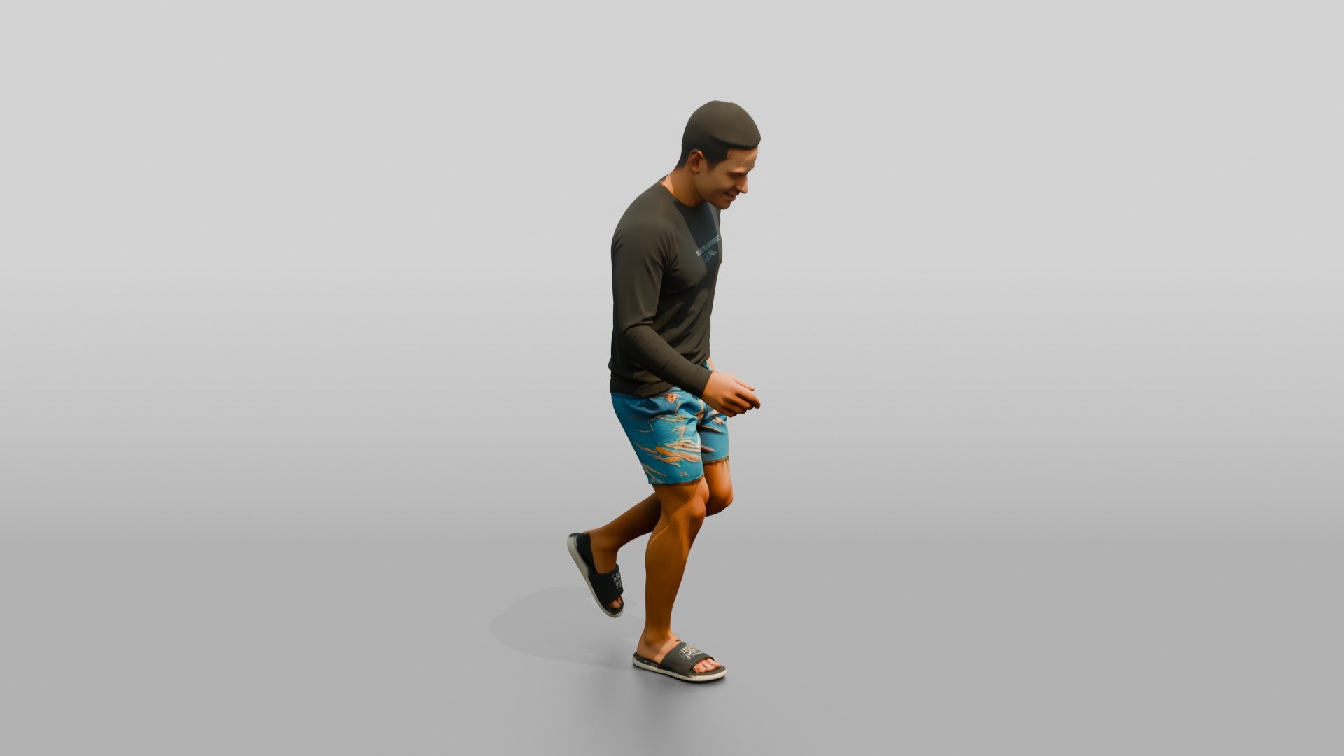 Man Testing Sand With Bare Feet