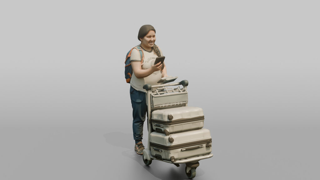 Traveler Checking In On Her Phone