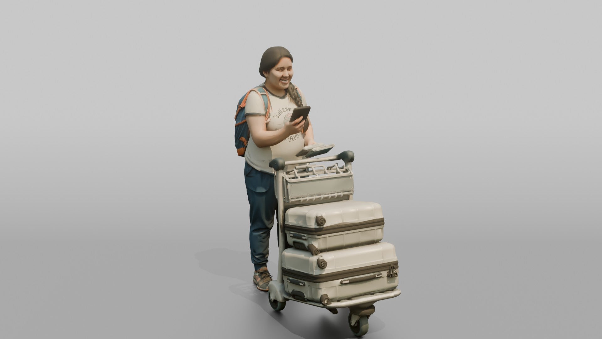 Traveler Checking In On Her Phone