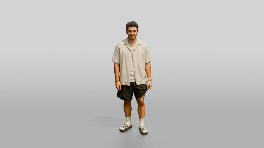 Man Rolling Up His Shorts Hem