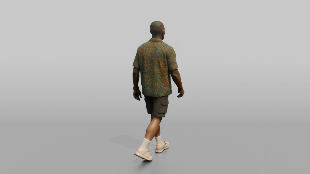 African Man in Ankara Print Shirt and Cargo Shorts