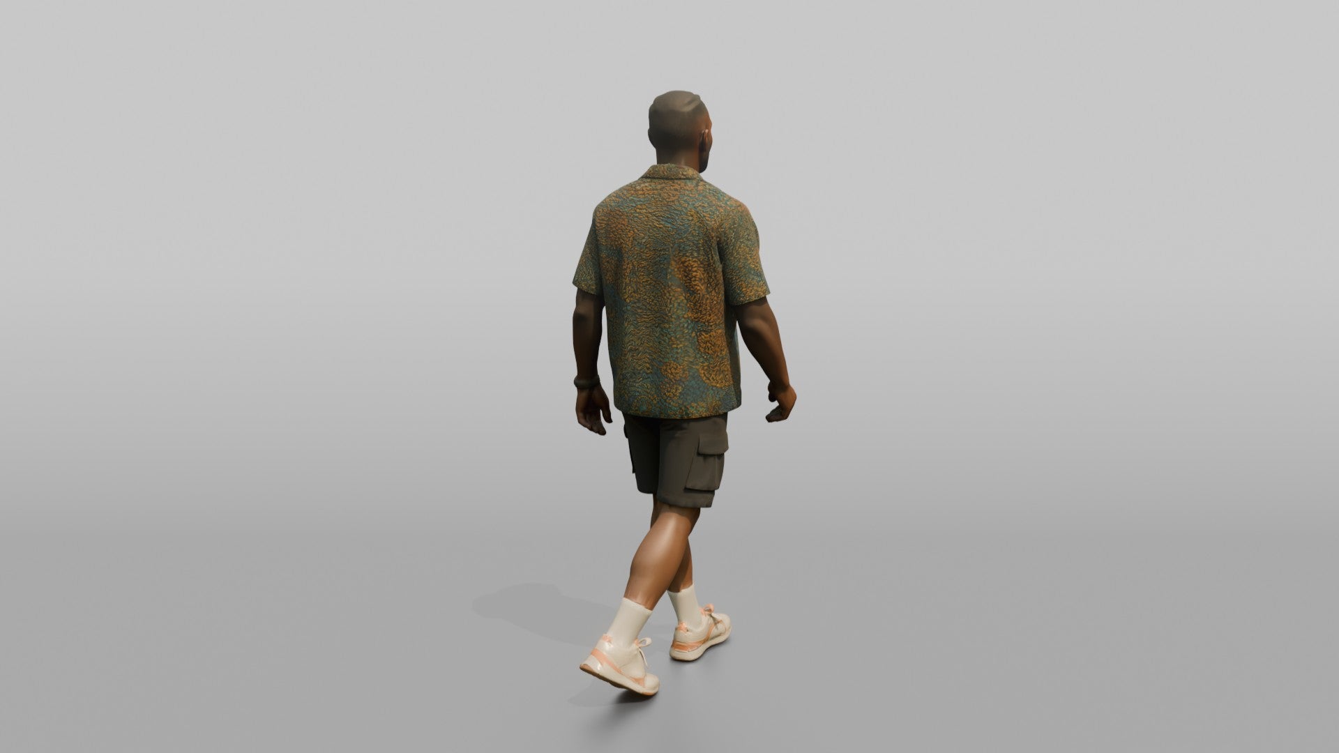 African Man in Ankara Print Shirt and Cargo Shorts