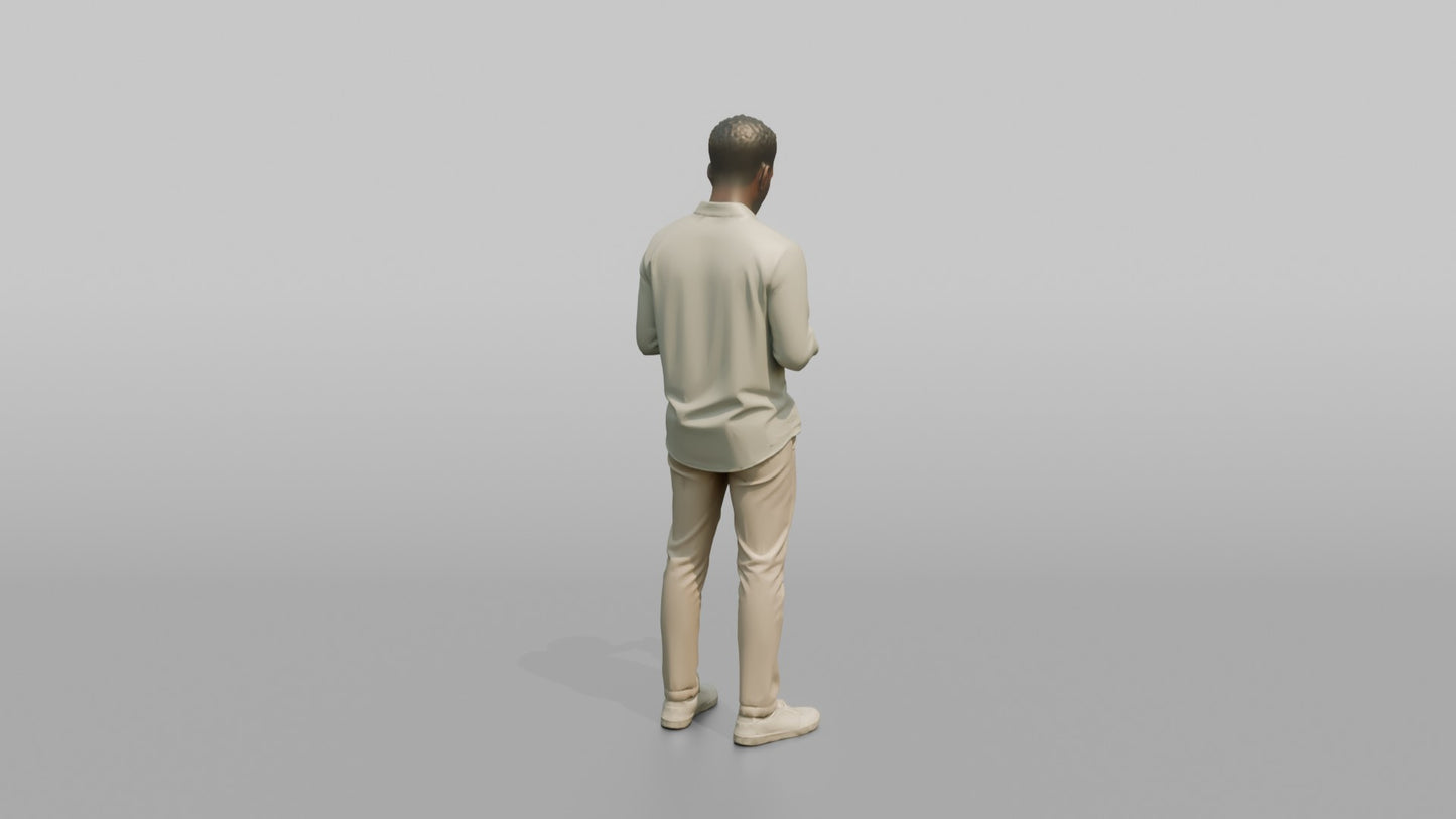 Vacationer Wearing Pastel Linen Shirt And Chinos