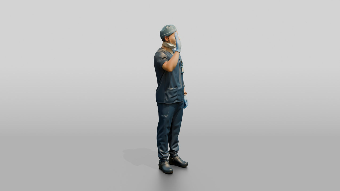 Young East Asian Man Doctor Waving