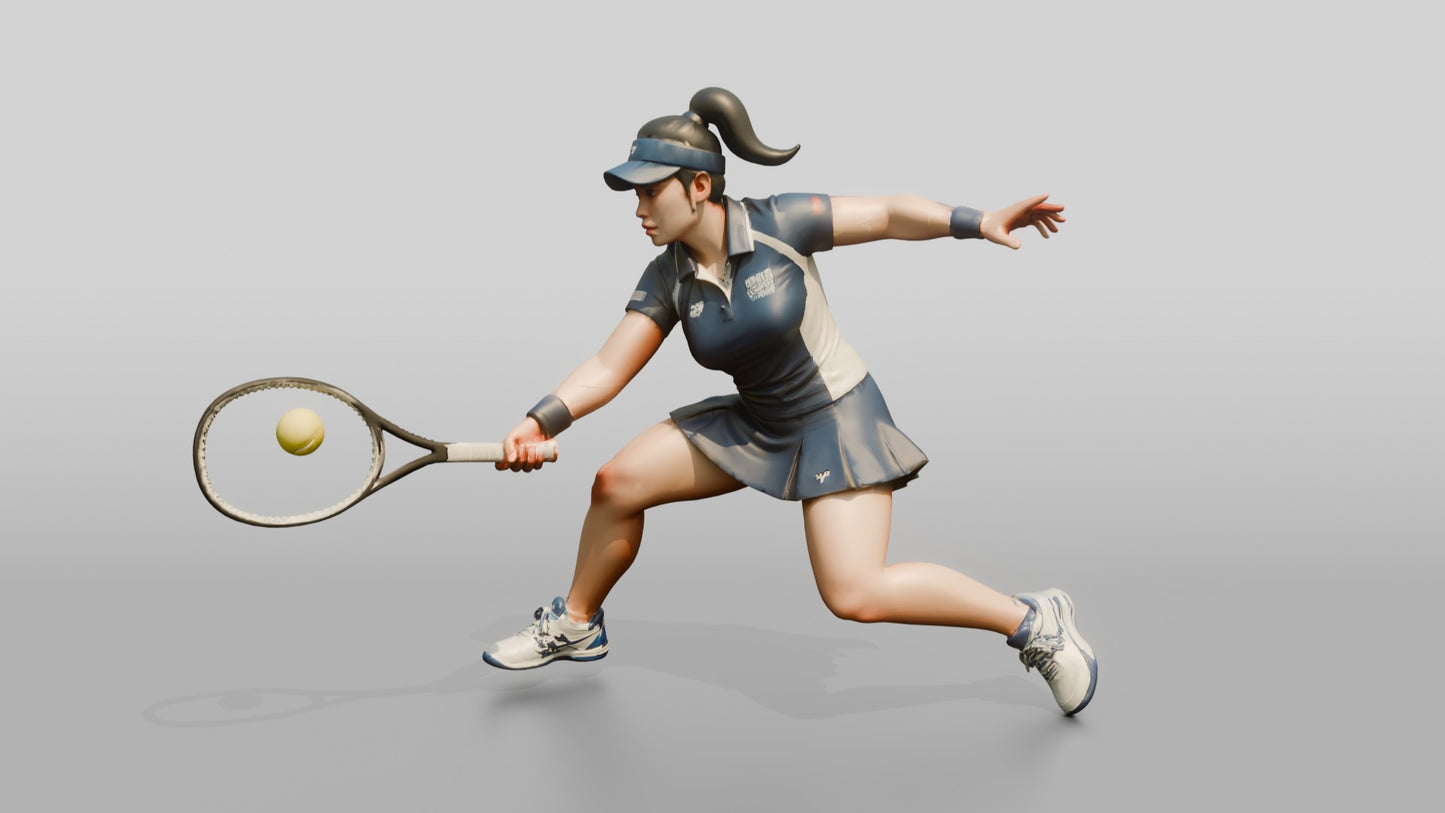 Female Tennis Player Hitting a Backhand Slice