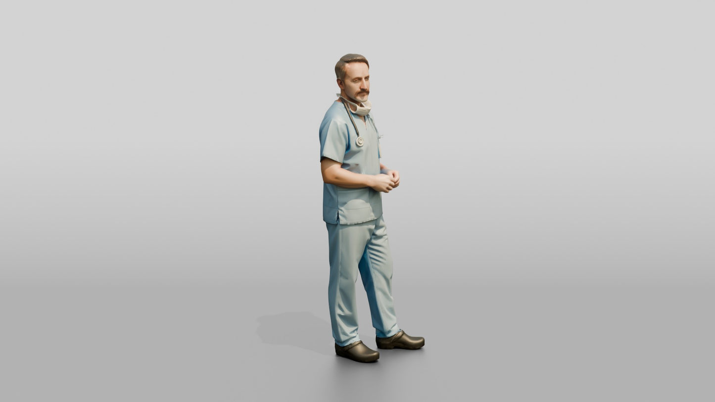 Middle-Aged White Man Doctor Leaning