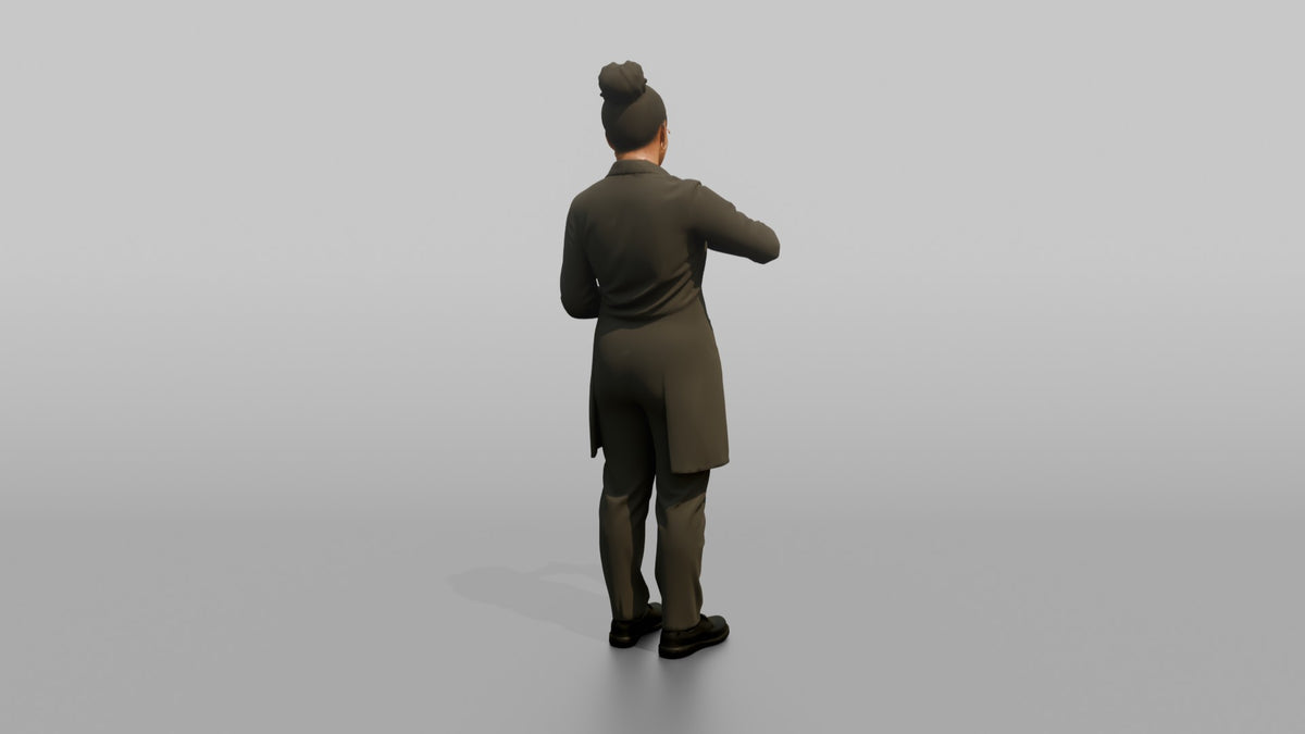 Server Woman Pouring Wine Into A Glass - 3D character model, view 3
