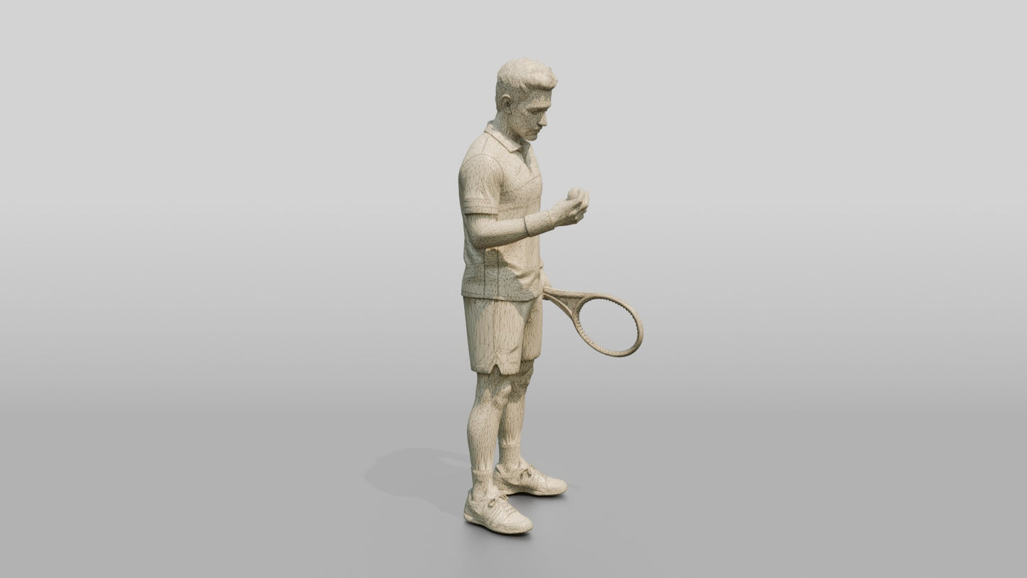 Male Tennis Player Inspecting the Ball Before Serving