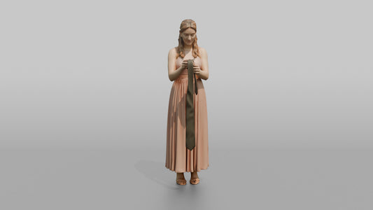 Maid of Honor Straightening a Friend’s Tie - 3D character model, view 1