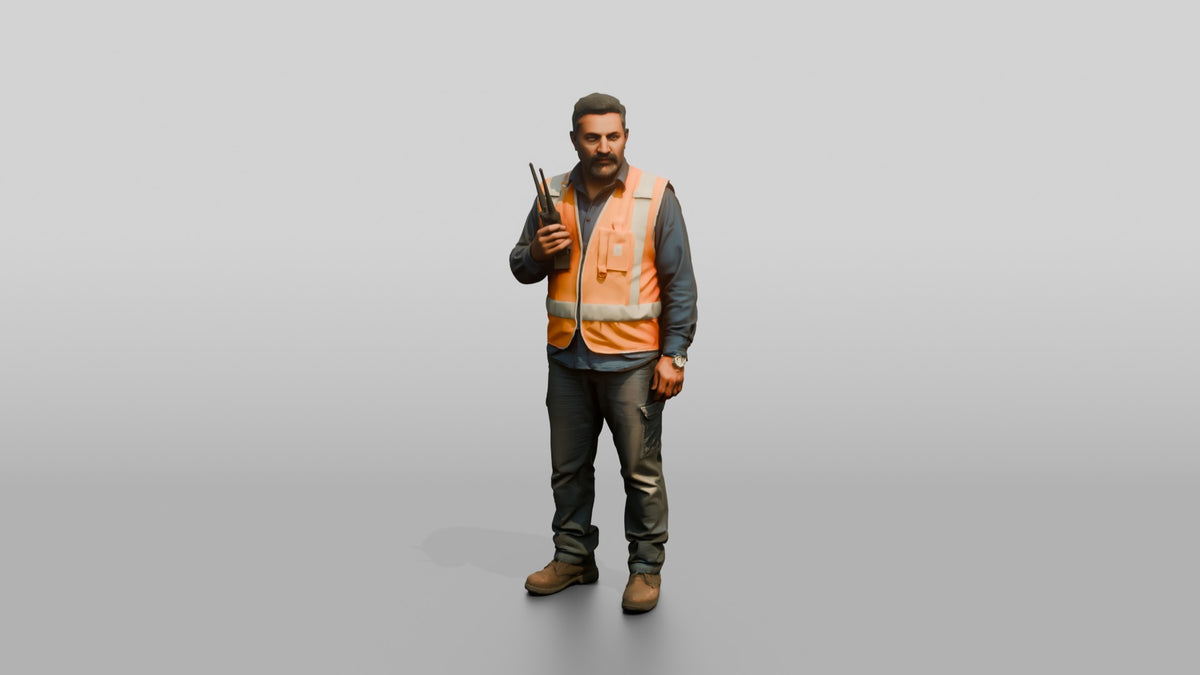 Construction Worker Man 90 - 3D character model, view 5