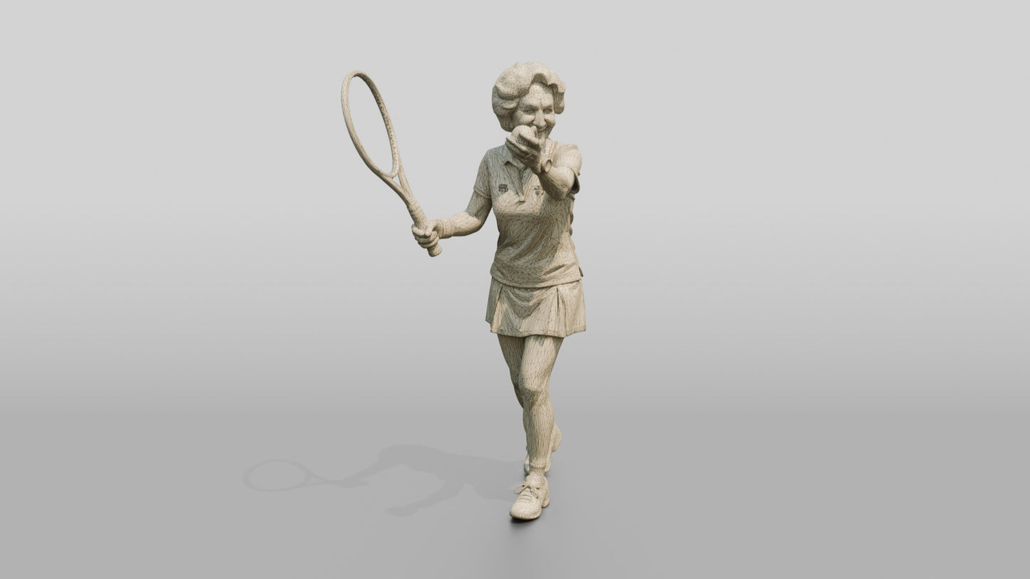 Senior Female Tennis Player Preparing to Serve