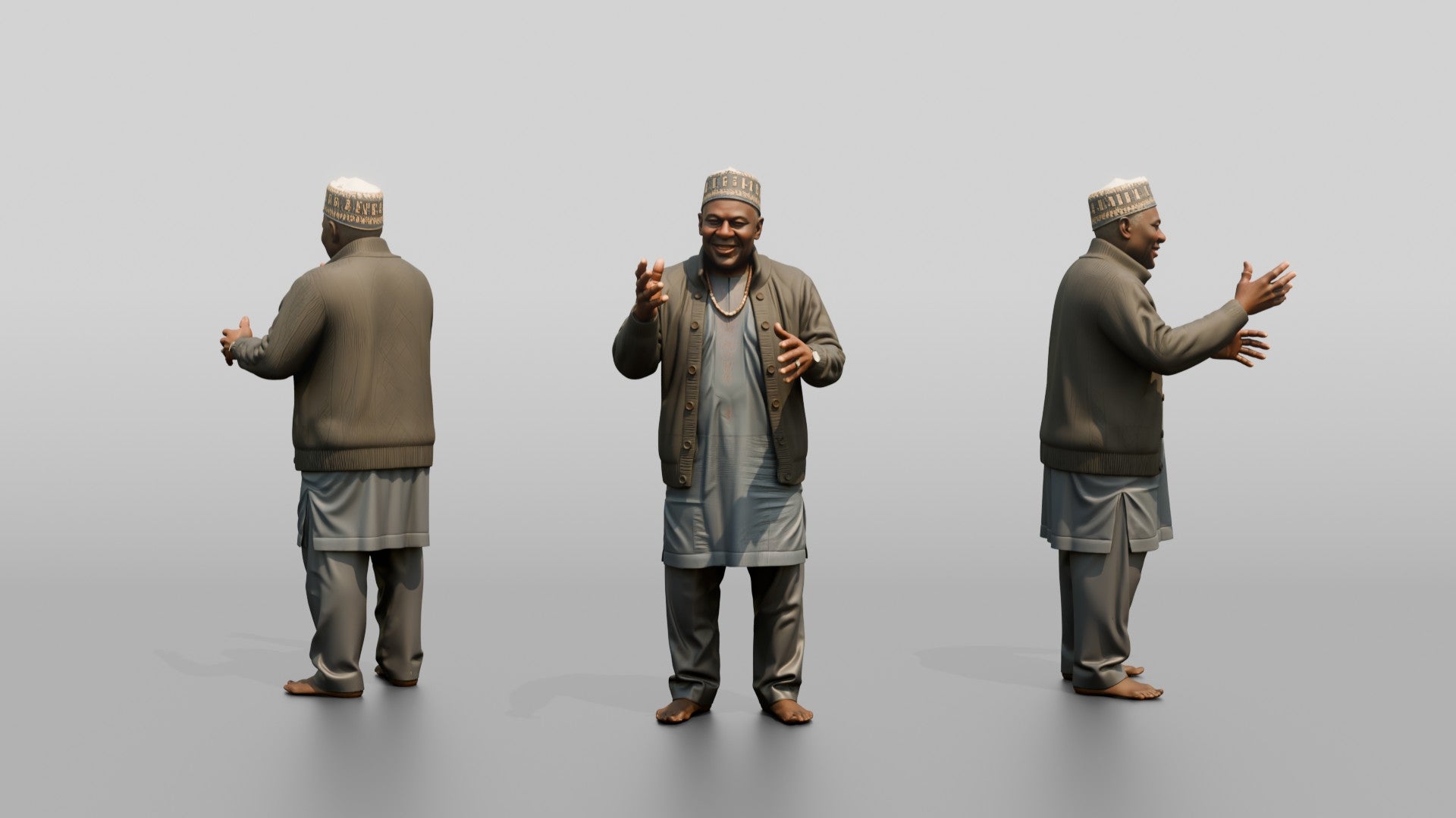Elderly African Man in a Fula Hat Gesturing While Talking