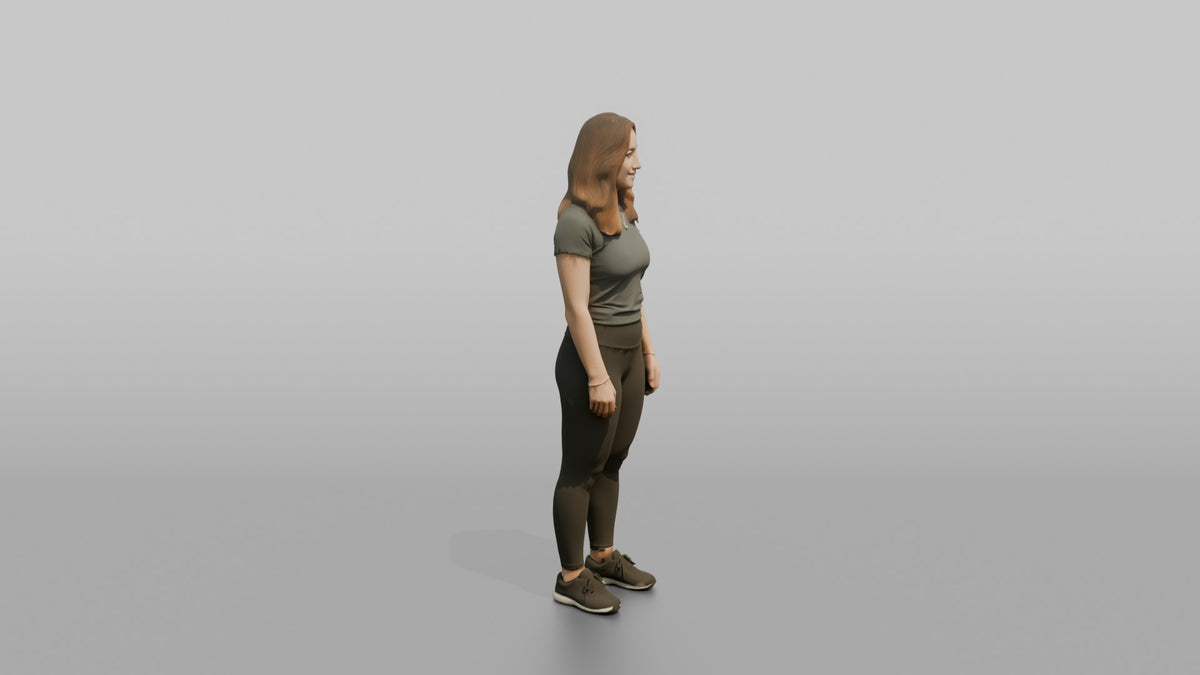 Physique Model Woman Standing With Arms At Sides, Relaxed Confident Pose - 3D character model, view 2