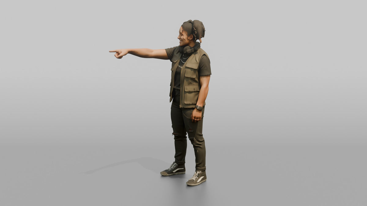 Club DJ Man Pointing At The Crowd With One Hand - 3D character model, view 4